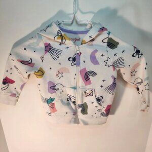 Cat & Jack Girls Space Themed Zip Up Hoodie Size 18 Months